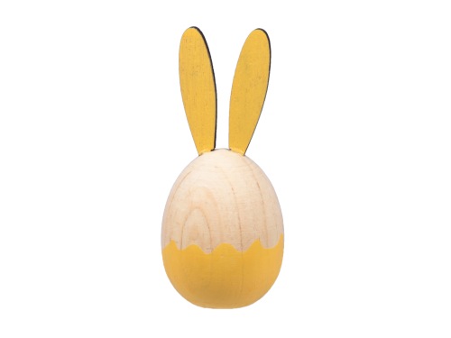 Œuf en bois (lapin) 5 cm x 12 cm jaune