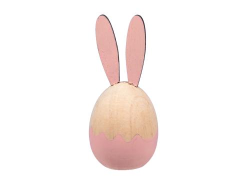 Houten Ei (konijn) 5 cm x 12 cm roze