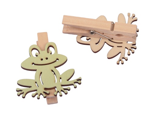 Grenouille en bois sur clip 6 pcs.