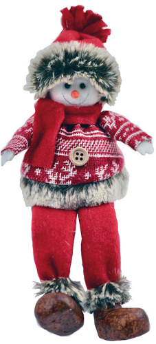 Sneeuwman zittend met  kerst trui 22 cm