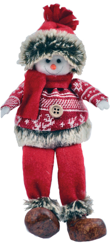 Bonhomme de neige assis avec pull de Noël 22 cm