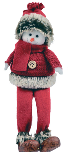 Snowman sitting with red sweater 22 cm