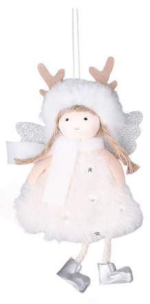 Hanger Kerst Engel wit 16 cm