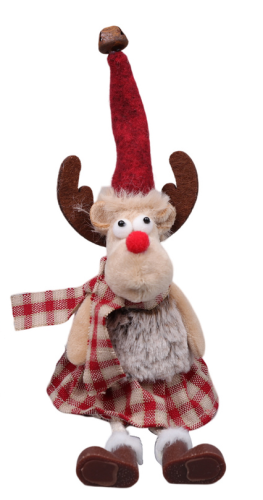Rudolph met geruite sjaal zittend ca. 21 cm
