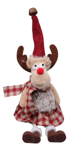 Rudolph with plaid scarf sitting ca. 21 cm