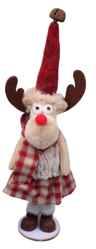 Rudolph avec écharpe à carreaux debout ca. 18 cm