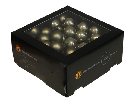 Boules de Noël en verre 30 mm 72 pcs. granite green combi