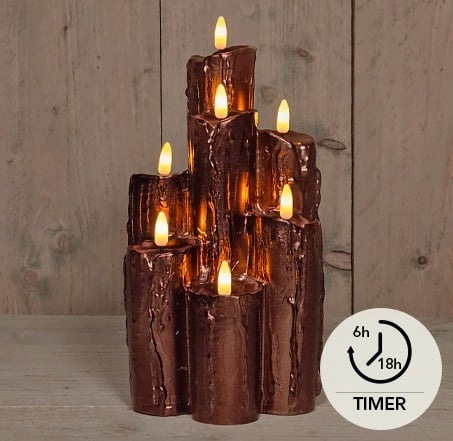 LED Druipkaarsen Wax Brons Cluster Van 7