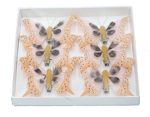 Butterfly 7.5 cm 6 pcs. pink orange