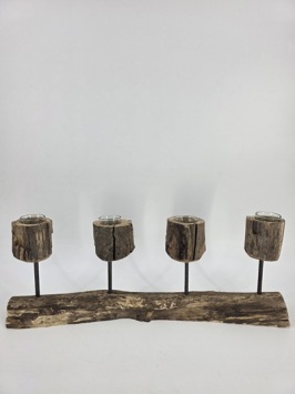 Boomstronk theelichthouder 57 x 20 cm