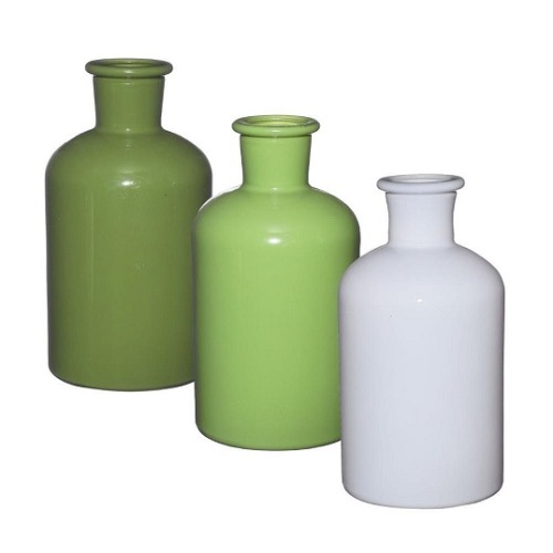 Gekleurde Glazen Vaasjes Riga Groen/Wit 3 st.
