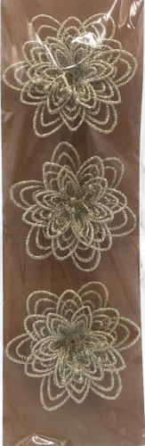 Flower clip glitter champagne III 11-12 cm 3 pcs.