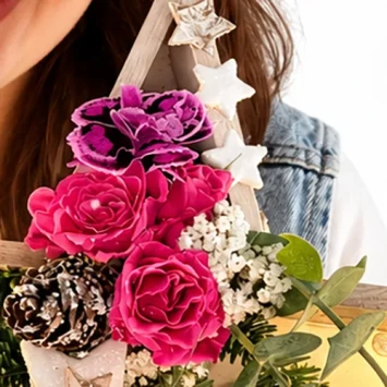 DIY Dienblad Kerst ster Roze - Dentergem - bloemschikmateriaal
