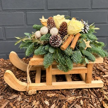 DIY-pakket Kerstslee leer bloemschikken Calrein Tukkers Dentergem Bloemschikmateriaal