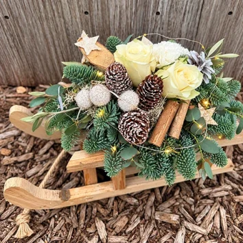 DIY-pakket Kerstslee leer bloemschikken Calrein Tukkers Dentergem Bloemschikmateriaal