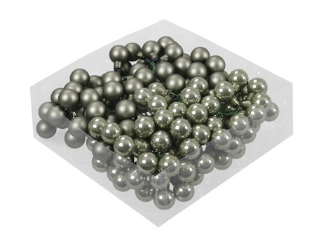 Boules de Noël en verre s. fil de 20 mm 144pcs. granite green combi