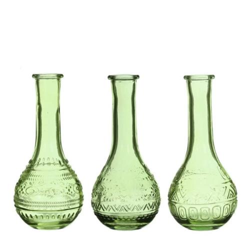 Gekleurde glazen fles paris groen Ø7,5 h.15,8 cm