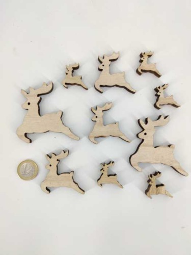 Wooden reindeer 3-5-7 cm 10 p.