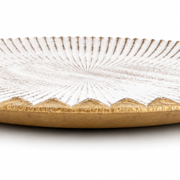 Houten schaal H5 Diam 40 cm - Schelp - design - Bloemschikmateriaal - dentergem