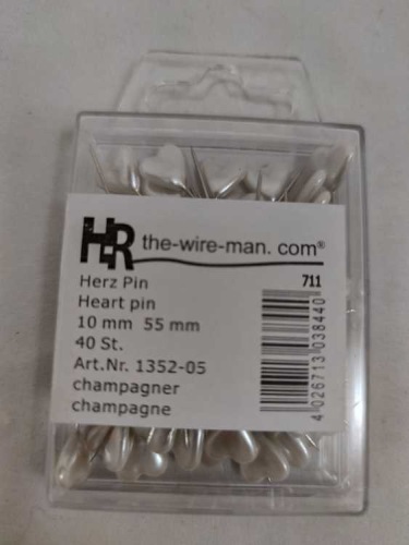 Herz farbigen Pins 10 mm 40 st. champagne