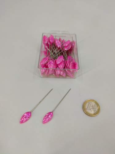 Leaves colored pins 20 mm 80 p. pink