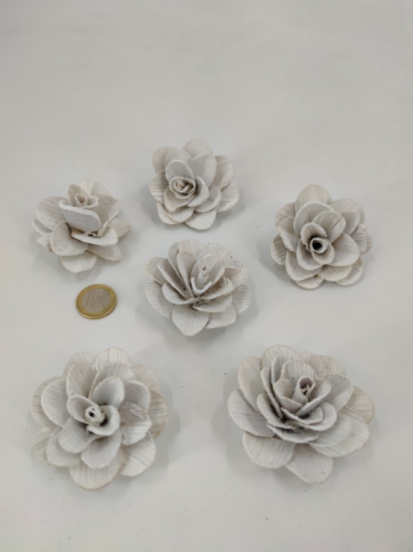 Roses en bois 6 cm  6 st. blanc