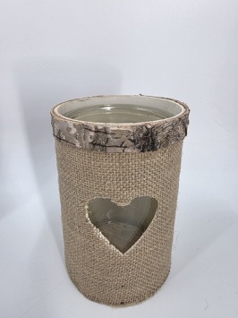 Kaarsenhouder Jute Hart 16 x 11 cm