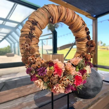 DIY-krans met droogbloemen 30 cm - Dentergem - bloemschikmateriaal