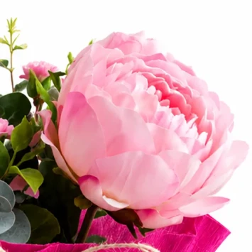Kunstbloemen pKunstboeket pioenen roze zijden bloemen 50 cm 6 takken met hedera en eucalyptus voor cadeau en woondecoratie -