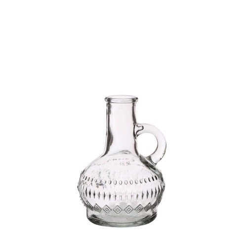 Gekleurde glazen fles lille clear Ø7 h.10 cm p.st. (verpakt per 12)