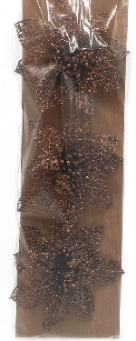 Flower clip glitter marron 11-12 cm 3 pcs.