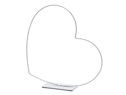 Cœur incliné sur socle 39 cm blanc