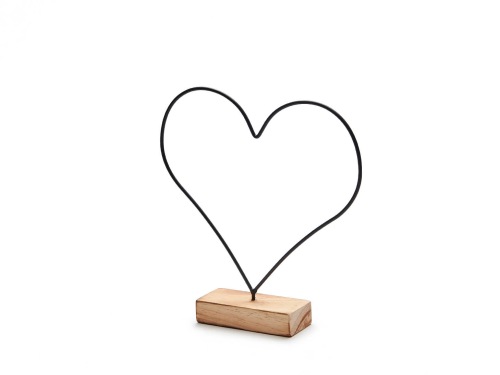 Heart on wooden feet 26 cm black