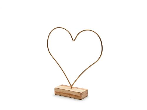 Cœur sur socle en bois 26 cm d'or