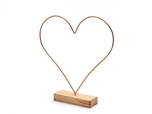 Cœur sur socle en bois 34 cm d'or