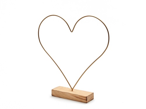 Heart on wooden feet 34 cm gold