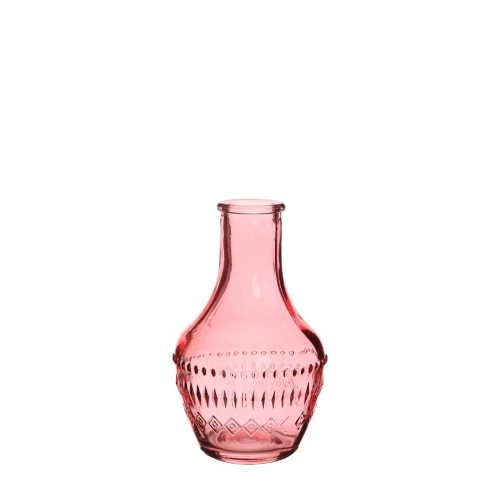 Gekleurde glazen fles milano roze Ø6 h.10 cm p.st. (verpakt per 12)