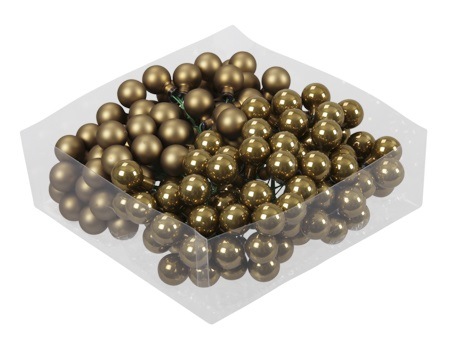 Boules de Noël en verre s. fil de 20 mm 144pcs. mustard gold