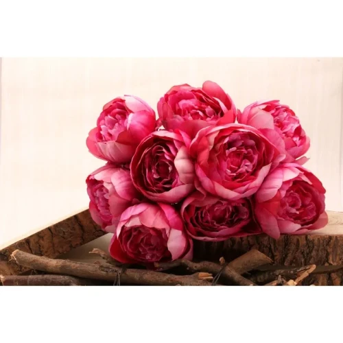 Kunstbloem Pioen Boeket Donker Roze