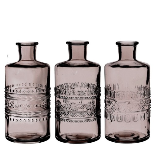 Bouteille en verre coloré porto gris Ø7,5 h.14,5 cm