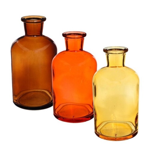 Gekleurde Glazen Vaasjes Riga Oranje/bruin 3 st.