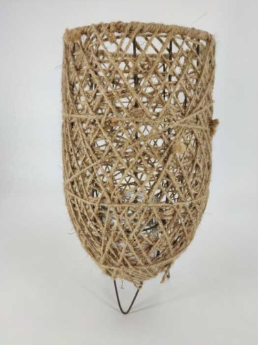 Basket planter with rope H 42 cm Ø 24 cm + glass