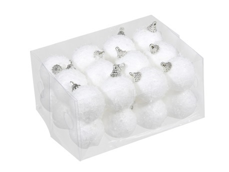 Weihnachtskugeln Schneeball 40 mm 24 St. weiss
