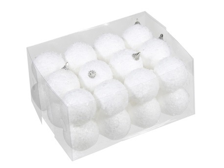 Christmas balls snowball 50 mm 24 pcs. white