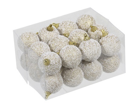 Boules de Noël d'or neige 40 mm 24pcs.