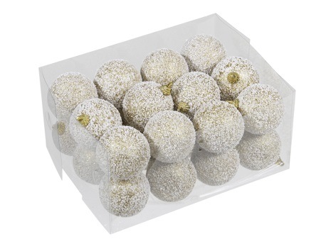 Boules de Noël d'or neige 50 mm 24 pcs.