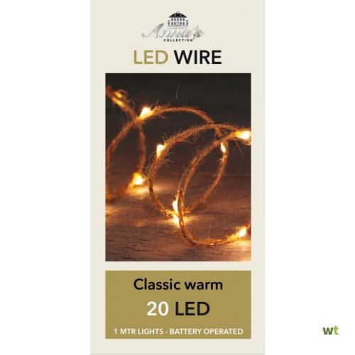 Classic warm LED lights 20 p. with jute