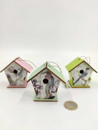 Wooden bird house 6.5 cm 3 pcs.