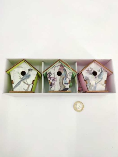 Houten vogelhuisje 6,5 cm 3 st.