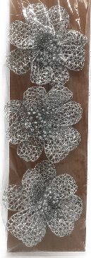 Flower clip glitter silver II 11-12 cm 3 pcs.